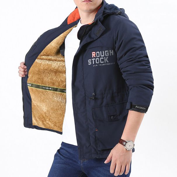 2025 Autumn And Winter Outdoor Medium And Long Jacket Men's Casual Tooling Multi-bag Jacket Middle-aged And Young People Velvet And Thicker_viptrois.com