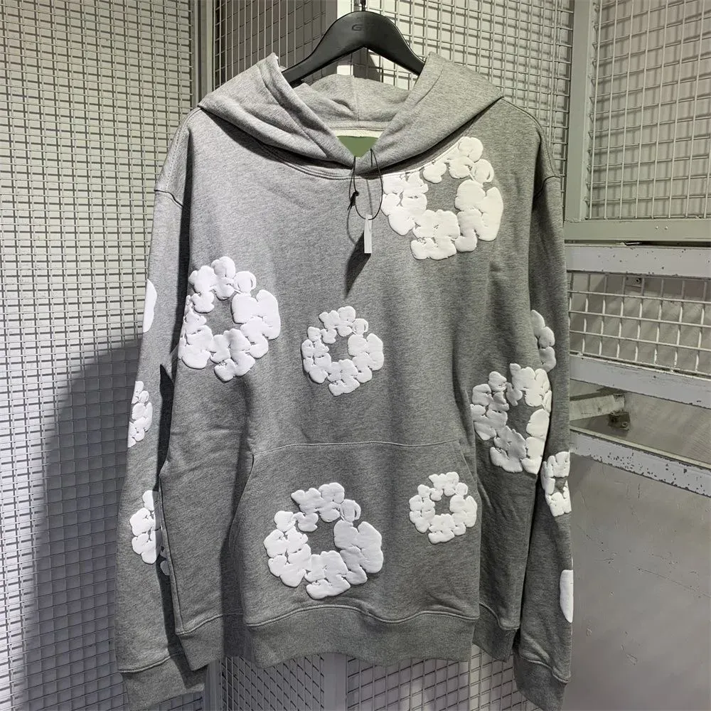 Denim Hoodie: Designer Kapok Print Sweatshirt, Hip Hop Streetwear Pullover With Long Sleeves_viptrois.com