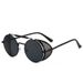 New Metal Frame Classic Steampunk Sunglasses, Round Fashionable And Personalized Flip Over Sunglasses_viptrois.com