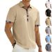 Men's Navajo Color Block Polo Shirt – Breathable Cotton Blend, Trendy Collared Short Sleeve Casual Top_viptrois.com