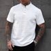 Men's Clothing Summer Polo Shirt T Shirt Simple Solid Color Button Short Sleeved Top_viptrois.com