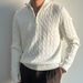 Half zipper sweater for men's autumn new style, versatile, thick Fried Dough Twists design, lapel sweater coat_viptrois.com