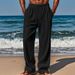 Men's Clothing Men's Linen Beach Pants Large Size Outdoor Travel Trousers Casual Breathable Pants_viptrois.com