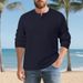 Men’s Heavyweight Textured Henley Shirt – Vintage Button-Up Long Sleeve Tee, Relaxed Fit Polyester Blend For Fall & Winter (S-XXXL, 7 Colors)_viptrois.com