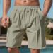 Men's Clothing Summer Thin Linen Breathable Solid Color Beach Sports Casual Loose Five-Point Shorts_viptrois.com