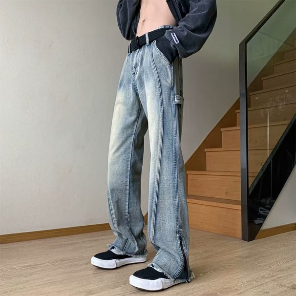 Fashionable Spring And Summer Trendy Brand Niche High Street Jeans, Casual Personalized Narrow Edition Jeans_viptrois.com