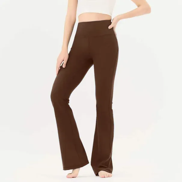 Lycra fabric High Waist Flared Thin Yoga Pants Naked Feel Women Elastic Workout Gym Running Sportwear_viptrois.com