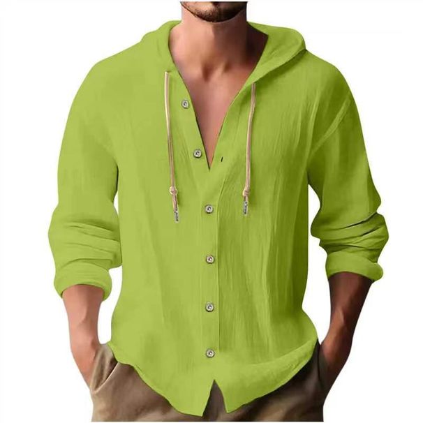 Cross-Border European And American Casual Shirt Hooded Long Sleeve Fashion Button Cardigan Trendy Versatile Loose Beach_viptrois.com