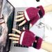 Heating Gloves Children's USB half-finger flip over electric gloves Student's extra thick mink velvet thermal gloves_viptrois.com