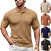 Men's Clothing Summer New Men's Casual Polo Shirt V Neck Pocket Button Short Sleeve Cool Breathable Knitted Men's Shirt_viptrois.com