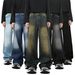 Men's Washed Loose Versatile Casual Straight Wide Leg Trousers_viptrois.com