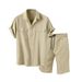 Men's Clothing Commerce Foreign Trade New Men's Large Size Solid Color Short Sleeved Shirt Summer Casual Suit Lapel Men's Suit_viptrois.com