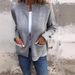 Women's Casual Zip-Up Sweater Cardigan - Soft Cotton Blend, Loose Fit, Long Sleeve, Round Neck, Solid Color (Gray/) Versatile Layering For Fall_viptrois.com