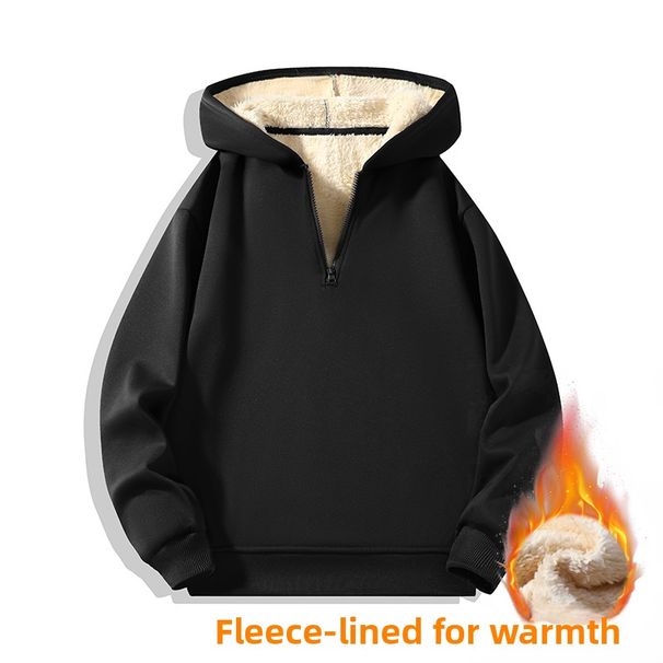 Fleece Thickened Men's Long Sleeve Sweater Men's And Women's Sweater Hoodie Half Zipper Heavy Sweater Jacket Warm Top Men's_viptrois.com