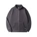 Unisex Fleece Zip-Up Jacket – 400g Thermal Lined Winter Coat With Stand Collar (Navy/Black/Heather Gray/Taupe) Minimalist Style (M-2XL)_viptrois.com