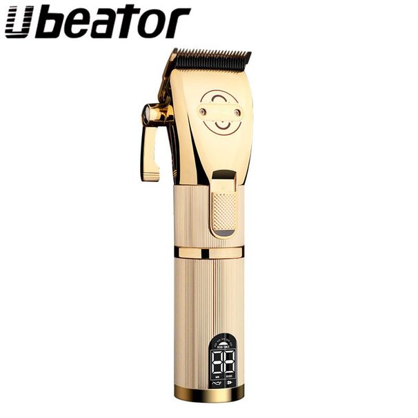 gold Metal Barbershop Cutter Cutting Hine Haircut Cordless Clipper Hair Trimmer 100-240V Cut Electric Rechargeable_viptrois.com