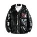 Men's Clothing Winter Fashion Thick Hooded Cotton Padded Jacket With Glossy Finish, Silicone Tiger Head Casual Puffer Jacket Cotton Padded Coat_viptrois.com