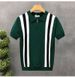 Men's Clothing Leisure Ice Silk Slim Men's Vertical Striped Lapel Knitted Short Sleeved T Shirt Business_viptrois.com