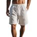 Men's Clothing New Cotton And Linen Shorts Drawstring Elastic Waist Straight Leg Solid Color Breathable Daily Beach Five Point Casual Shorts_viptrois.com