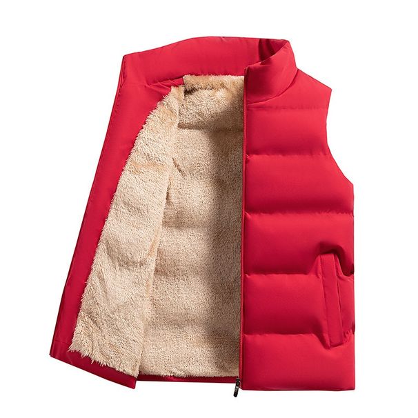 Loom Men's Lamb Wool Down Cotton For Outerwear Winter Thickened Warm Sleeveless Plus Size Vest Flowing Waistcoat_viptrois.com