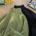 1 Half-Zip Turtleneck Sweater For Men Winter 2023 New Solid Color Knitwear Korean Style Lazy Casual Jacket_viptrois.com