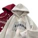 Heavy Stiff Hooded Sweater Men's Spring And Autumn Tide Brand Teen Autumn And Winter Burgundy Fleece Hoodie Jacket_viptrois.com