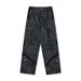 Men's Clothing Retro High End American Multi Pocket Shiny Leather Pants PU Leather Overalls Niche Functional Loose Wide Leg Casual Pants_viptrois.com