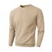 Men's Slim-Fit Crewneck Sweatshirt - Long Sleeve Casual Pullover With Checkered Pattern (White, Black, Army Green, Khaki, Dark Gray)_viptrois.com
