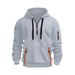 Men's Zip-Up Hooded Sweatshirt & Jogger Set – Winter Casual Tracksuit With Multi-Pockets, Slim Fit (Light Gray/Khaki/Navy/Burgundy/Black, S-XXL)_viptrois.com