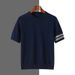 Men's Clothing Wool Round Neck Knitted Men's Short Sleeved T Shirt Thin All Match Three Bar Top Bottoming Shirt_viptrois.com