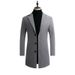 Autumn Winter New Wool Korean Style Slim Fit Mid-Length Trench Woolen Material Jacket Men's Coat_viptrois.com
