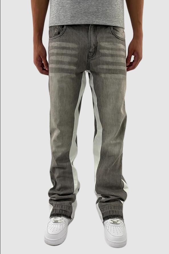 Vintage Patchwork Denim Jeans For Men – Distressed Washed Straight-Leg Hip-Hop Pants With Raw Hem & Streetwear Style_viptrois.com
