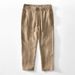 Men's Clothing Elastic Waist Linen Pants Straight Loose Trousers Linen Tencel Blended Breathable Pants_viptrois.com