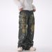Men's Clothing American Style Multi Pocket Distressed Zipper Wide Leg Jeans For Men Loose Straight Leg Drape Motorcycle Niche_viptrois.com