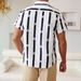Hot Sale Men's Short Sleeve Striped Shirt Digital Printing Fashion Trend Casual Men's Lapel Shirt_viptrois.com