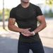 Men's Breathable Stand Collar Short Sleeve T-Shirt - Stretch Cationic Fabric For Sports & Casual Wear_viptrois.com