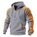Men's Color-Block Fleece Hoodie – Thermal Lined Polyester Pullover With Zip Pockets – Slim Fit Winter Casual Wear For Urban Adventures (S-XXXL)_viptrois.com