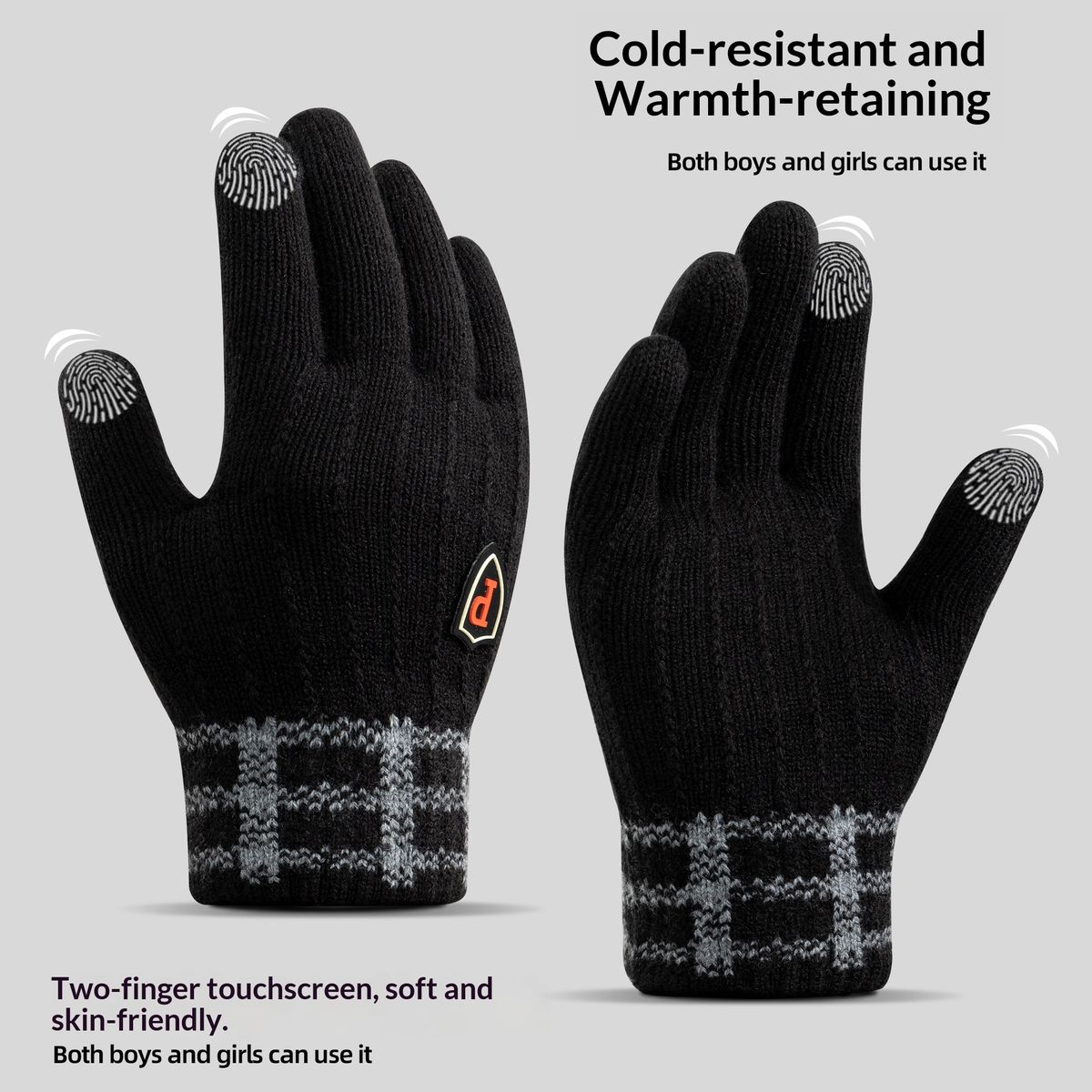 Pulse Touchscreen Men's Large Cold-Proof Winter Fleece-Lined Thickened Warm Cycling Knitted Fleece Outdoor Gloves_viptrois.com