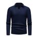 Men’s Zip-Neck Sweater – Thermal Polyester Blend, Breathable & Machine-Washable, Business-Casual Versatility (Brown/Khaki/Charcoal/Black/Navy)_viptrois.com