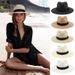 Summer Protection Straw For Men And Women, Shading Grass Woven Wide Brimmed Sun Tourist Beach Hat, Panama Top Hat_viptrois.com