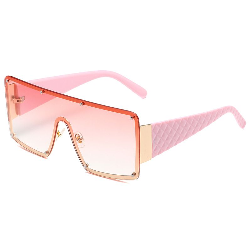 Large Square Frameless Sunglasses – Trendy One Piece Design With Ocean Blue Lenses, Fashion Statement For Women_viptrois.com