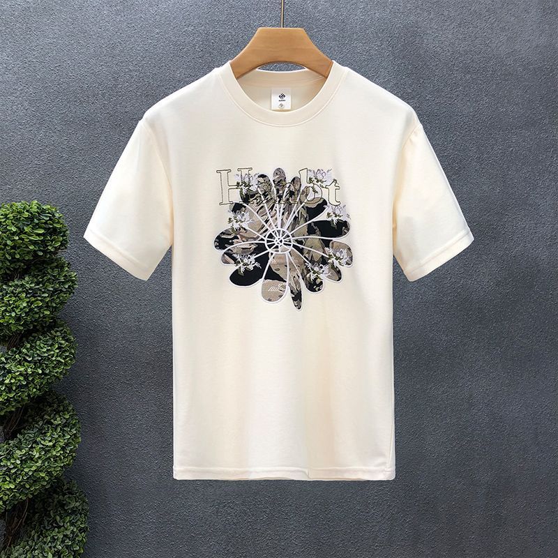 High-end Fashion Printed Short-sleeved T-shirt Men's Trendy Slim-fit Top 2025 Summer New Handsome T-shirt_viptrois.com