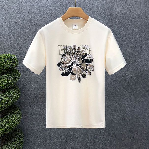 High-end Fashion Printed Short-sleeved T-shirt Men's Trendy Slim-fit Top 2025 Summer New Handsome T-shirt_viptrois.com