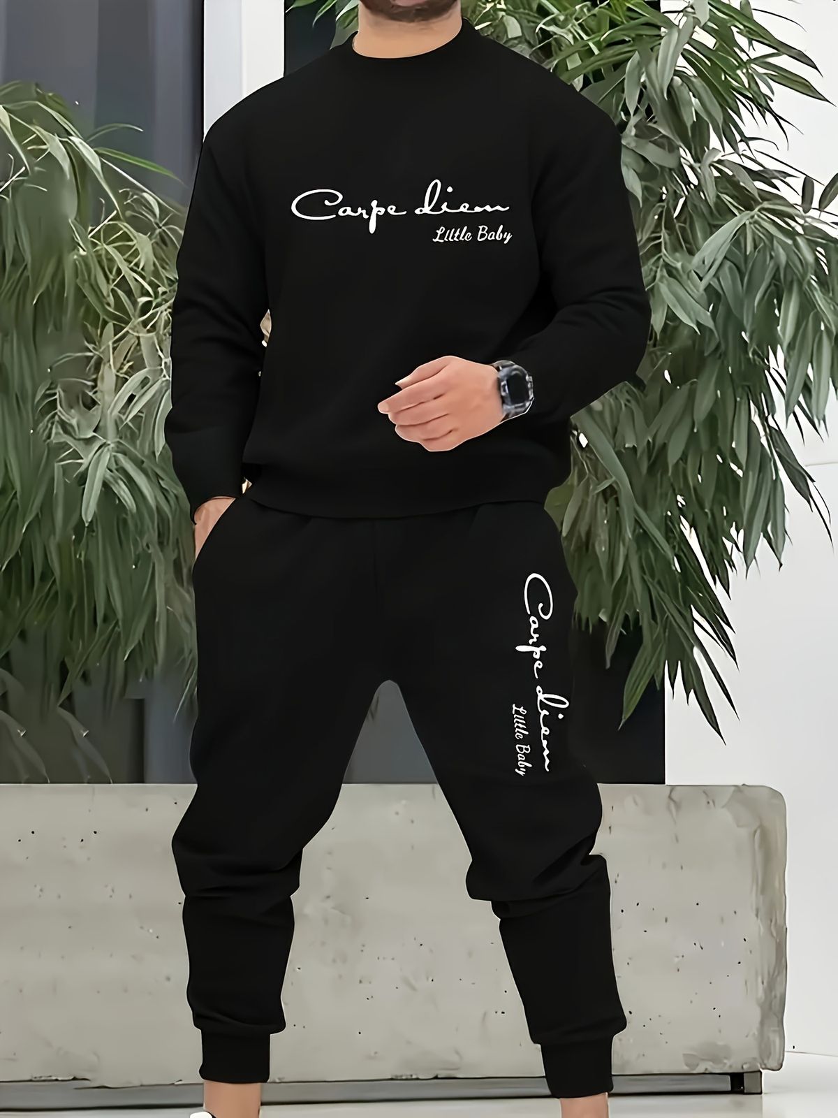 2-piece Set Of Autumn And Winter Men's Long Sleeved Round Neck Loose Large Size Breathable_viptrois.com