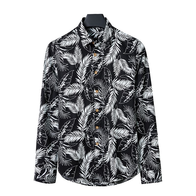 Men's Floral Printed Long Sleeve Shirt Spring Autumn Fashion Casual Top plus Size Jacket_viptrois.com