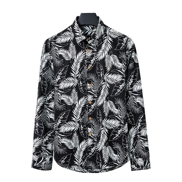 Men's Floral Printed Long Sleeve Shirt Spring Autumn Fashion Casual Top plus Size Jacket_viptrois.com