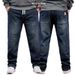 Large Size Men's New Elastic Waist Straight Jeans Men's Four Seasons Loose And Versatile Plus Fat Plus Size Jeans Men_viptrois.com
