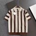 Men's Clothing Color Contrast Lapel Knitted Striped Short Sleeved Shirt Breathable Handsome Trendy All Match T Shirt_viptrois.com