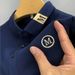 Men's Clothing Men's Summer Short Sleeve T-Shirt - Casual Loose Fit Breathable Polyester Top With Striped Pattern & Embroidered Detail_viptrois.com