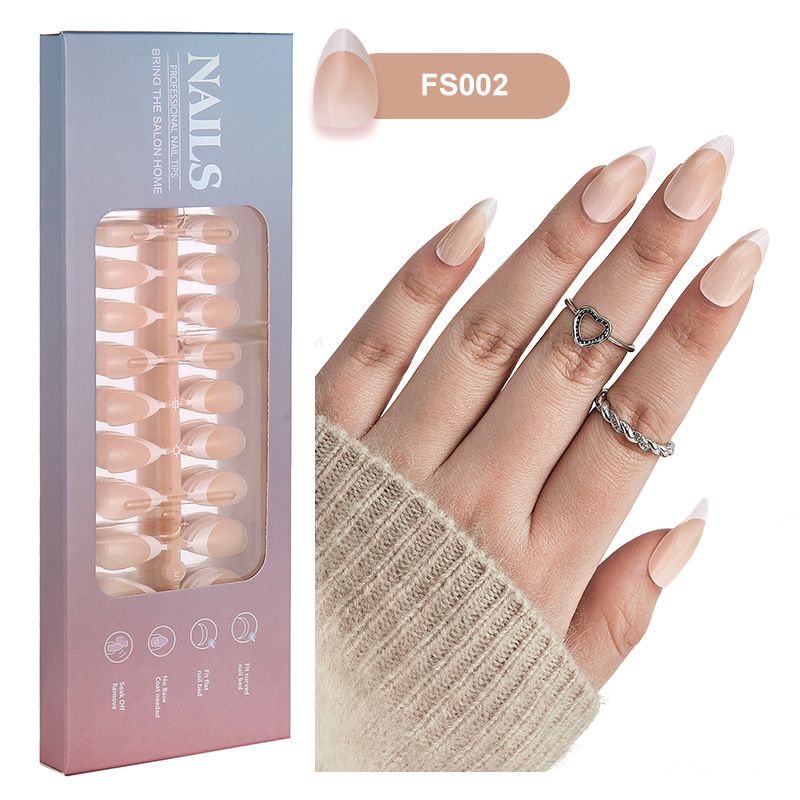 Nails French Nail Sheet Nail Patch Short Almond Nail Sheet Boxed 150_viptrois.com
